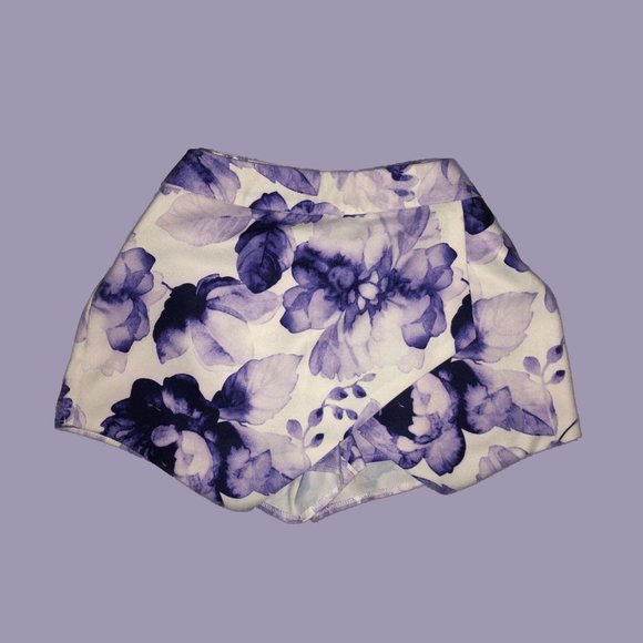 Ally Floral Marble Skort - White - Picture 1 of 2